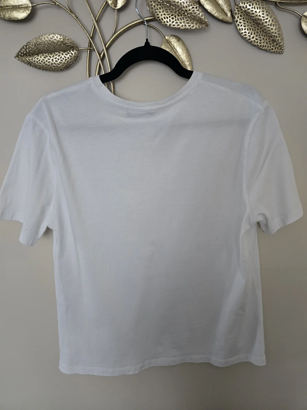Zara White Tee with Silver Foil Panel Size S Oversized Cotton - Picture 4 of 7